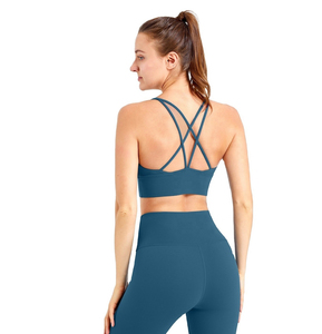 Ensemble 2 pièces Fitness Crop Top à manches longues avec soutien-gorge à taille élastique Design dos ouvert Plus Size Solid Style for Running - Product Image 3