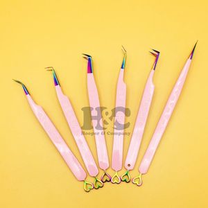 Nouveautés : Ensemble de pinces professionnelles pour extensions de cils, design cœur, en acier inoxydable durable, vente chaude, logo personnalisé - Product Image 2