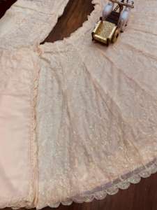 Vestidos de mujer de tela de encaje más vendidos bordado lentejuelas corte trabajo Cancan lienzo Patta indio pakistaní ropa Lehenga Choli - Product Image 6