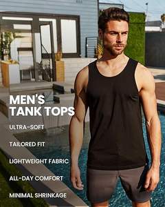 Hot Sale <b>Black</b> Men's Muscle Gym Vest Wrestling SingletsBasic <b>Tank</b> <b>Tops</b> for Men - Minimal Plain <b>Tanks</b> for Beach Exercise - Product Image 4