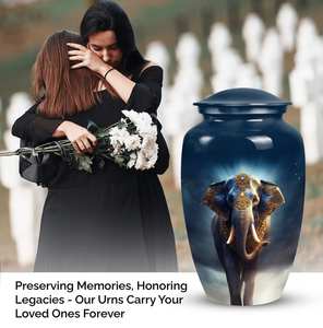 Majestic Blue Elephant Decorative Urn <b>for</b> <b>Ashes</b> Customized Aluminum Modern <b>Keepsake</b> Adult Burial Large & Small Sizes Available - Product Image 6