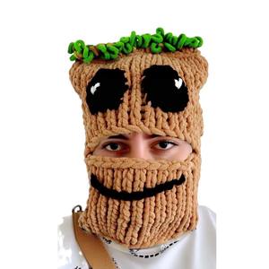 Hand Embroidery Autumn Winter Warm <b>Tree</b> Man <b>Face</b> Mask Hat Hand-Knitted Character Common Unisex Adult Casual New Cross-Border - Product Image 5