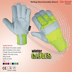 Gants en cuir de chèvre de haute qualité pour l'hiver, style uni, longueur poignet, gants de sécurité pour le travail en extérieur et la mécanique, usage quotidien - Product Image 6