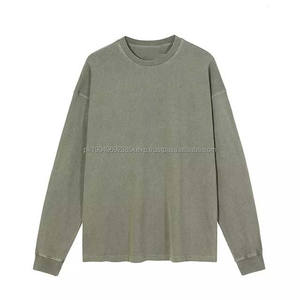 Personalizado de alta calidad 380 GSM 100% algodón lavado Unisex manga larga sudadera logotipo personalizado invierno sudaderas básicas - Product Image 2