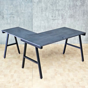 ACONCEPT HBAC017 Luxury Modern L-Shaped <b>Desk</b> 140cm Main Tabletop Steel Legs Melamine Wood Office Furniture Assembly Required - Product Image 2