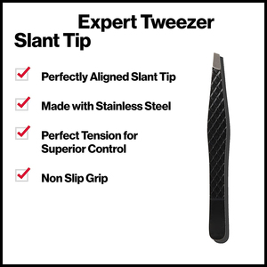Pince à épiler inclinée faite à la main, pince à épiler pour les sourcils, épilation du visage et des poils, pince à épiler pour les sourcils recouverte de couleur noire, outils pour les poils en acier inoxydable - Product Image 2