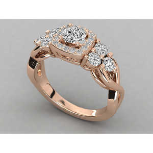 Bague solitaire en or 14 carats pour femmes, diamant rond, bijoux élégants et luxueux - Product Image 3