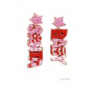 Baby Santa Christmas Beaded Earrings Navidad para mujer, lindas joyas navideñas para niños y adultos, hipoalergénicas y ligeras - Product Image 1