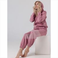 Ensemble de survêtement d'hiver pour femmes grande taille avec logo personnalisé, comprenant un sweat à capuche et un pantalon de survêtement - Polyester/Coton