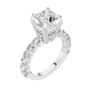 Anillo de Compromiso con Diamante de Laboratorio Corte Princesa de 3.76 CT, Claridad VVS-VS EF, Opciones en Oro de 18K y Plata, Diamante de Laboratorio y Moissanita - Product Image 4