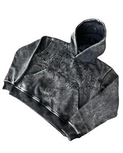 Sweat à capuche pour homme personnalisé, style gothique acide, lavage, broderie, élégant, surdimensionné, respirant, en polaire - Product Image 1