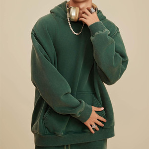 เสื้อมีฮู้ดผ้าคอตตอนผสมซักกรดเสื้อสวมหัวโอเวอร์ไซส์ผู้ผลิต OEM - Product Image 3