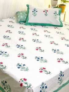 ผ้าคลุมเตียงผ้าฝ้ายแท้300TC พิมพ์ลายดอกไม้ขนาดใหญ่2ไซส์ผ้าวุณฝ้ายแท้กันน้ำ - Product Image 4