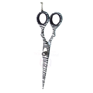 Tijeras de corte de pelo con revestimiento de cebra de acero inoxidable alemán profesional, tijeras de peluquero de salón de alta calidad con punta roma, recta - Product Image 6