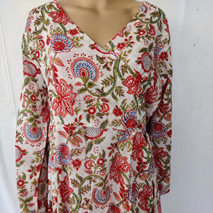 Belle recherche vêtements occidentaux personnalisé Floral col en V Max robe femmes robes décontracté manches courtes/manches longues robes ensemble - Product Image 1