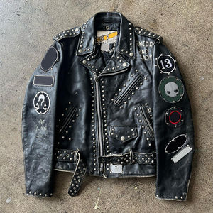 Vente en gros Streetwear patchs de luxe personnalisés broderie Pu Man Punk Rock Moto Biker équitation moto veste en cuir pour hommes - Product Image 1