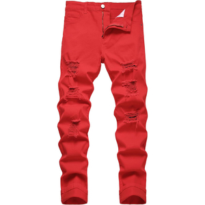 กางเกงยีนส์เดนิมขาดๆ สไตล์วินเทจทรงสแตก ล้างสีเข้ม สำหรับผู้ชาย ผลิตตามสั่ง (OEM) - Product Image 1