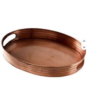 Elegante al por mayor Nueva bandeja de servicio de cobre Bandeja de servicio de cobre Forma redonda Simple Color oro rosa Clásico - Product Image 3