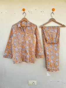 ชุดนอนผ้าฝ้ายป๊อปลินพิมพ์ลายดอกไม้ ทำมือจากอินเดีย 100% สำหรับผู้หญิง สไตล์ลำลอง หรูหรา เหมาะสำหรับฤดูหนาว ฤดูร้อน ฤดูใบไม้ร่วง ฤดูใบไม้ผลิ ผลิตแบบ ODM - Product Image 6