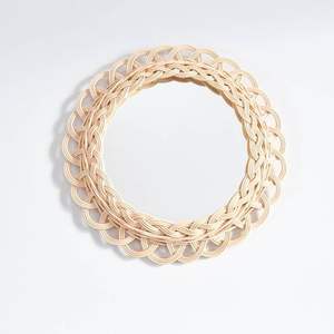 Miroir en rotin de conception de fleur de luxe fait à la main fini tissé naturel parfait pour la décoration murale élégante objet parfait - Product Image 4