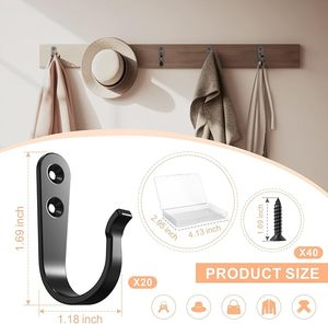 Ganchos de pared de una sola punta de alta resistencia para colgar abrigos Material de hierro con tornillo incluido - Product Image 3