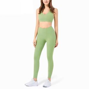 Ensemble de yoga pour femmes, soutien-gorge de sport sans manches, leggings taille haute, vêtements de sport, tenue de fitness - Product Image 2