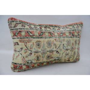 <b>Beige</b> Wool Patchwork Kantha Pillow 12x20 Inches Woven Decorative <b>Cushion</b> Vintage Floral Embroidered Square Print for Sofa Use - Product Image 2