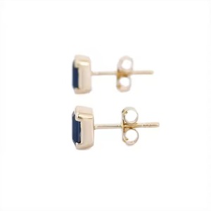 Trending 14K Solid Yellow <b>Gold</b> Natural Octagon Blue <b>Sapphire</b> Solitaire Stud <b>Earrings</b> for Anniversaries Parties Gifts Fine - Product Image 2
