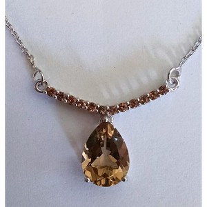 Collier Shah Gems en argent sterling 925 pour femmes, avec quartz whisky naturel et topaze blanche, bijoux en cristal - Product Image 1