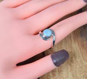 Bague en Larimar naturel, argent sterling 925, style rond, bijoux en pierres précieuses - Product Image 2