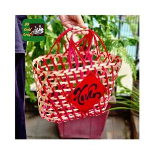 MEILLEUR PRIX VENTE FLASH PANIER EN BAMBOU POUR EMBALLAGE CADEAU STOCKAGE ALIMENTAIRE ÉCOLOGIQUE MULTIFONCTION DÉCORATION RUBAN À NŒUDS - Product Image 2