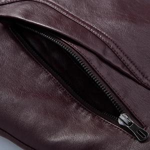 Chemise en cuir pour hommes 2024 à capuche affaires haute qualité Satin hiver polaire chaud motard Vintage manteau Moto décontracté mince pilote rapide - Product Image 6