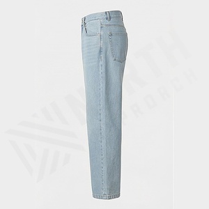 Pantalones Vaqueros Vintage Personalizados al por Mayor para Hombre, de Alta Calidad, Corte Holgado, Rectos, Anchos, Lavados, con Patrón Sólido, para Invierno y Otoño - Product Image 3