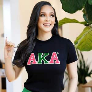 2025 Greek <b>Women's</b> XAKA Silver Soror <b>Black</b> Crew Neck Tee Elegant Greek Letter Design Greek Wear Sorority T-shirt Fast Shipping - Product Image 3