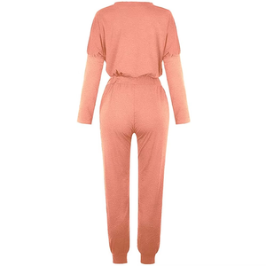 Ensemble de survêtement pour femmes de couleur unie de haute qualité avec logo personnalisé en gros ensemble de survêtements en coton à manches longues ensemble de survêtement pour femmes - Product Image 3