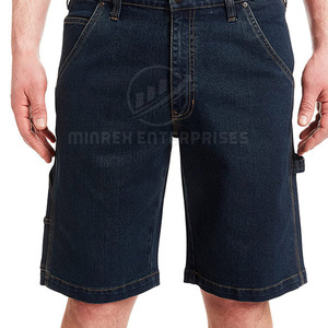 Best Selling High Quality Men's Mid Waist Casual <b>Button</b> <b>Fly</b> <b>Jeans</b> Shorts Quick Dry Breathable 100% Cotton Solid Pattern - Product Image 1