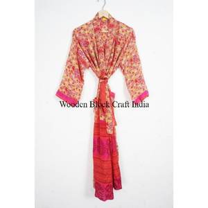 New Arrival Women's Silk Kimono Bathrobe Christmas Pattern Dressing Gown and Beach Coverup for Sleepwear Bath for <b>Bridesmaids</b> - Product Image 6