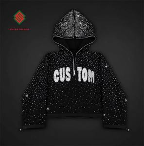 Sudadera con Pedrería Personalizada, Sudadera Brillante, Ropa Urbana Estética, Chaqueta Estilo Y2K - Product Image 1