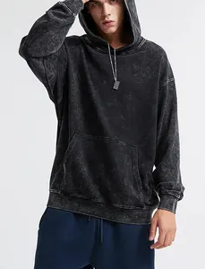 Sudadera con Lavado Ácido, Estilo Vintage, Holgada, de Felpa, Suave, Transpirable, Cómoda, Cálida, Informal, Estilo Urbano, 100% Algodón, Primavera - Product Image 5