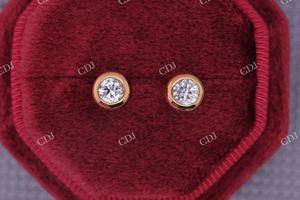 Nouveauté 1.0CTW VVS 18k jaune or coupe Moissanite Solitaire boucles d'oreilles femmes fête bijoux cadeau - Product Image 6