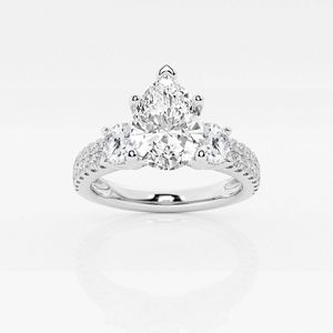 แหวนหมั้นสำหรับผู้หญิงหินสามชิ้นตัดจากลูกแพร์ - Product Image 3