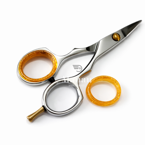 กรรไกรตัดผมสแตนเลสระดับมืออาชีพ แหวนนิ้วสีทอง ใบมีดคมกริบ สำหรับร้านเสริมสวยและร้านตัดผม - Product Image 5