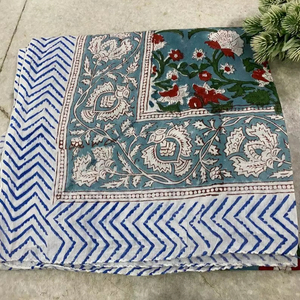 Handmade Indian Large Cotton Scarf <b>Wrap</b> Sarong <b>Shawl</b> 45\" Wide X 76\" Inches Flower Print Bikini Cover Traditional <b>Shawls</b> - Product Image 1