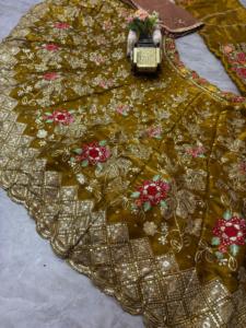 Premium Quality Women's LEHENGA CHOLI Most Popular Jimmy Chu Embroidery Sequins Work with Cancan & Canvas Patta Floral Pattern - Product Image 6