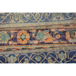 Alfombra de lana turca vintage de 2x2,7 pies, tejido plano de gran tamaño, respaldo de látex, diseño de retazos azul naranja para decoraciones de sala de estar - Product Image 5
