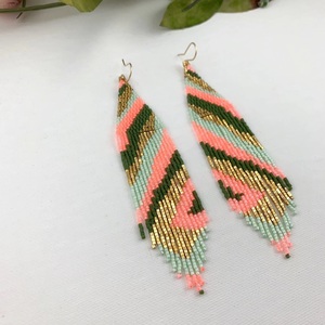 Pendientes de Flores Hechos a Mano Personalizados para Mujer, Diseño de Moda con Cuentas de Resina Rosa y Estilo Ángel, Venta al Por Mayor - Product Image 5