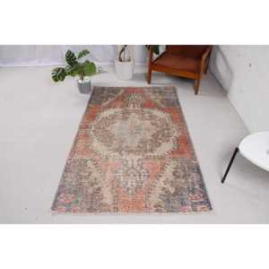 Alfombra de 3.6x5.9 pies, alfombra turca vintage, alfombra con motivos de plantas y árboles naranjas - Product Image 1