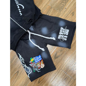 Custom Made <b>Zip</b>-Up Lightweight Men's Casual Two-Piece Hoodie & Shorts Set 100% Cotton Quick Dry - Product Image 4