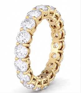 Bague d'éternité en diamant, coupe princesse, bijoux fins classiques, bague de fiançailles - Product Image 1