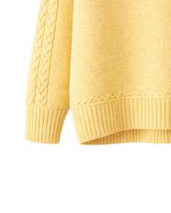 Pull en maille jacquard jaune doux personnalisé, à motif floral texturé, col rond, manches longues, pull d'hiver pour femmes, vente en gros personnalisée - Product Image 6